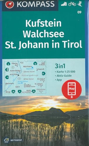 KOMPASS Wanderkarte Kufstein, Walchsee, St. Johann in Tirol: 3in1 Wanderkarte 1:25000 mit Aktiv Guide inklusive Karte zur offline Verwendung in der ... Skitouren. (KOMPASS-Wanderkarten, Band 9)