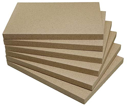 Plaque en vermiculite Ignifuge Plaque de foyer servant de rechange pour les plaques en chamotte Revêtement intérieur pour cheminée four et poêle Dans les épaisseurs de 30 mm et de 25 mm beige