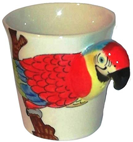B2SEE Oiseau/Perroquet Amazone Tasse/mug Perroquet/Animaux 3D/Perroquet Bijoux/Figurine ceramique/Animaux