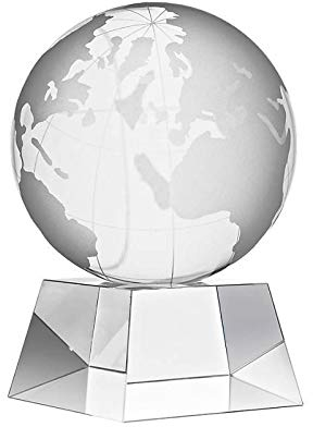 CRISTALICA Glasblock Globus Weltkugel Tarra Skulptur Auszeichnung aus Glas 10cm