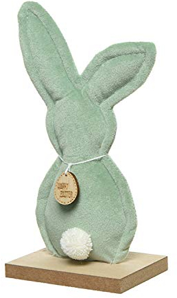 ETC Kleiner frühlingshafter putziger Deko-Hase Osterhase als Silhouette aus Samt Preis für 1 Stück (hellgrün-blau)