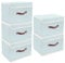 TYEERS Collapsible Storage Box with Lid, Fabric Storage Box for Clothes, Wardrobe Storage, 38x25x25 cm, Set of 5, Aqua Spring