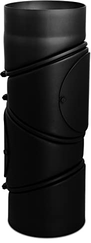 LANZZAS Ofenrohr Multibogen - Ø 200 mm - Farbe: schwarz | Rauchrohr 4-fach Bogen 0° - 135° mit Tür