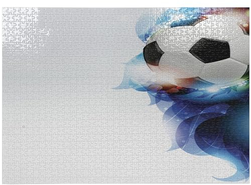 ABAKUHAUS Fußball Puzzle, Ball Graphic Game Sport, Heirloom-Qualität lustige Aktivität für die Familie langlebiger Karton, 1000 Stücke, Dunkelblau Weiß Schwarz