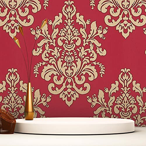 WTD 2457 Papier peint en non-tissé style baroque Rouge/doré