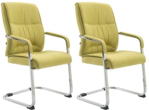 CLP 2er Set XXL-Freischwinger Anubis Mit Gepolsterter Sitzfläche I Konferenzstühle Mit Metallgestell Und Stoffbezug, Farbe:grün
