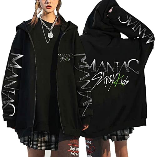 Flyself Kpop Title Song MANIAC Kapuzenpullover Herren Damen Y2K E-Girl Zip Up Hoodies Langarml Sweatshirts Pullover Casual Oberteile Harajuku Oversized Jacke