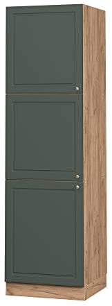 Vicco Herdumbauschrank Fame-Line, Grün-Gold Landhaus/Goldkraft Eiche, 60 cm