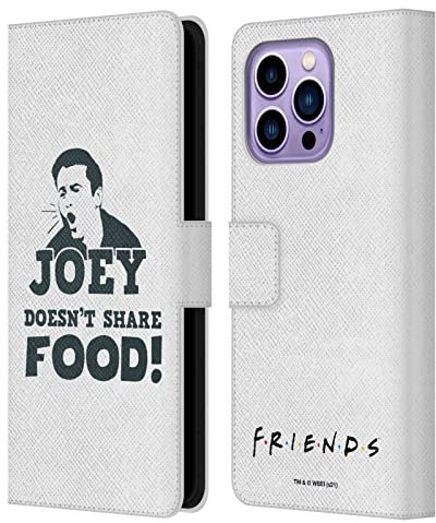 Head Case Designs Licenciado Oficialmente Friends TV Show Joey Food Cotizaciones Carcasa de Cuero Tipo Libro Compatible con Apple iPhone 14 Pro MAX