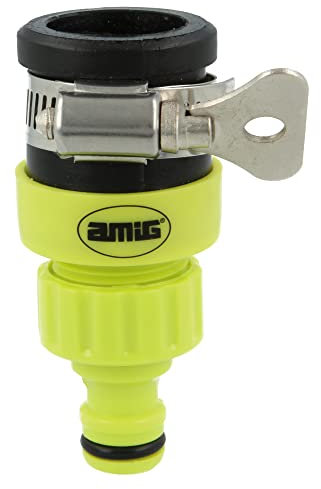 Amig - Universal-Schlauchadapter | mit Edelstahl-Schmetterlingsschraube | kompatibel mit den meisten Wasserhähnen | ABS-Kunststoff | Pistaziengrün