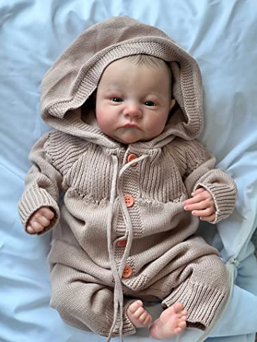 19 Zoll 49CM Reborn Babys Junge Lebensechte Babypuppen Reborn Puppe Realistische Neugeborene Mädchenpuppen Kuschelkörper Waschbar Wiedergeboren Baby Puppe Sieht aus wie EIN echtes Baby