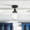 Yosoan Industrial Loft Bar Ribbed Glass Pendant Ceiling Light,Globe Ceiling Pendant Light Fitting for Kitchen Bedroom Living Room (Black)