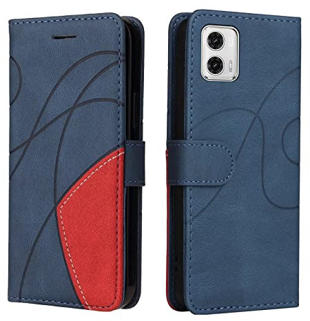 Motorola Moto G14 Case Protective Geometric Wallet Motorola Moto G14 Phone Case PU Leather Cover with Magnetic Closure Kickstand Bookstyle Folding Stand Silicone Bumper Card Holder Pouch Blue