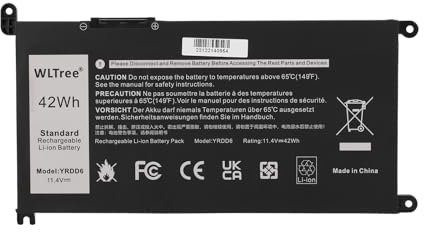 WLTree 42Wh YRDD6 Batería para DELL Latitude 3310 2-in-1 Series Inspiron 3493 5480 5485 5590 7586 Series Vostro 3491 5481 5581 5490 5590 Series Ultrabook Notebook 1VX1H 01VX1H VM732 0YRDD6 Battery