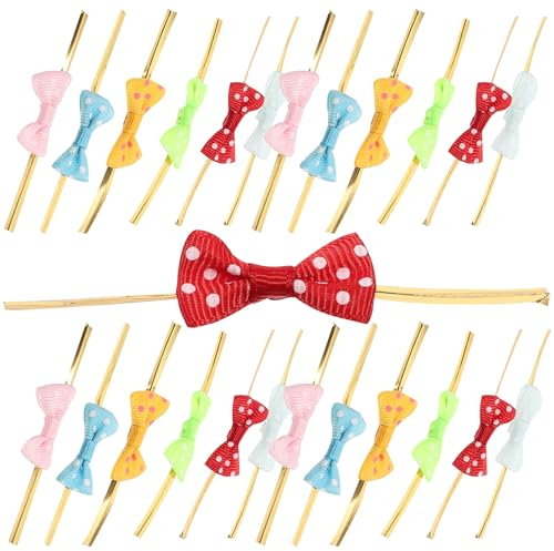 IMIKEYA 100 Stück Twist Ties, Metallischen Bindebaender Twist Ties mit Bowknot Tütenclips Verschluss für Gefrierbeutel Brotbeutel