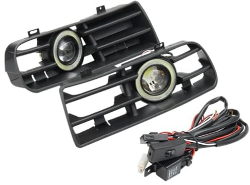 WOZIES 1 Paar Angel Eye Tagfahrlicht, Nebelscheinwerfer, Kühlergrilllampe mit Kabelsatz für Golf MK4 1998–2004
