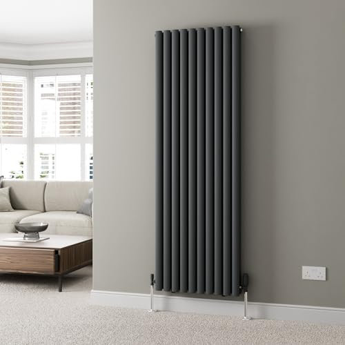 RADIANT LIVING 1800 x 600mm Designer Radiator Anthracite Vertical Radiators Oval Tube Column Double Panel Central Heating Rad