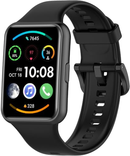 Silikon Armband für Huawei Watch Fit 2, Sport Armbänder Uhrenarmband, Ersatzarmband für Huawei Watch Fit 2 (Black)