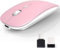 AE WISH ANEWISH Kabellos Bluetooth Maus with USB-C-Adapter wiederaufladbare Leise Mini Maus Kabellos für Mac Laptop PC Computer Tablet Android and Windows (Tri-Mode-violett)