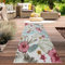 CARPETIA Outdoor Läufer Teppich mit Blatt Dekor wetterfest wetterbeständig Natur Camping Vorleger robust pflegeleicht modern Vintage Creme bunt 80 x 300 cm