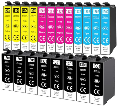 Yowell 20x 13XL Druckerpatronen Kompatibel für Epson T1301 T1302 T1303 T1304 für Stylus SX525WD SX535WD SX620FW Office B42WD BX925FWD BX635FWD Workforce WF-3520DWF WF-7525 WF-7015