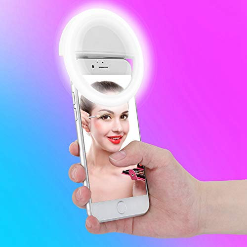 LED -Ringlicht Langlebige LED -Lampen Selfie Klemme/Halterlampe für Dark Night Clubs Tragbare Telefon Selfie Lampe (White)