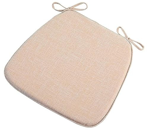 Stuhlkissen für Esszimmerstühle, 45 x 42 cm rutschfeste Küchenstuhl Polster mit Bändern und waschbarem Bezug, Sitzkissen aus hochdichtem Schaumstoff für Stühle im Innenbereich, 4 Pcs, Off-White