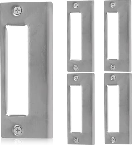 Ipetboom Lot de 5 Plaques de Frappe en Acier Inoxydable Argenté pour Porte, Plaques de Renfort Robustes Dissimulant Trous, pour Sécurité de Porte D'entrée