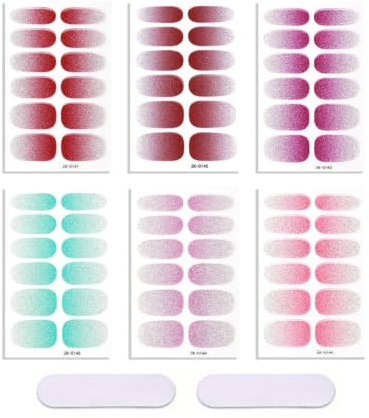ZAMXHUG 12 pezzi Unghie Gel Adesive UV, Nails Adesive con Kit Completo, Glitter Rosa Chiaro Smalto Adesivo Nail Stickers Decorazioni Nail Art (Colori multipli)