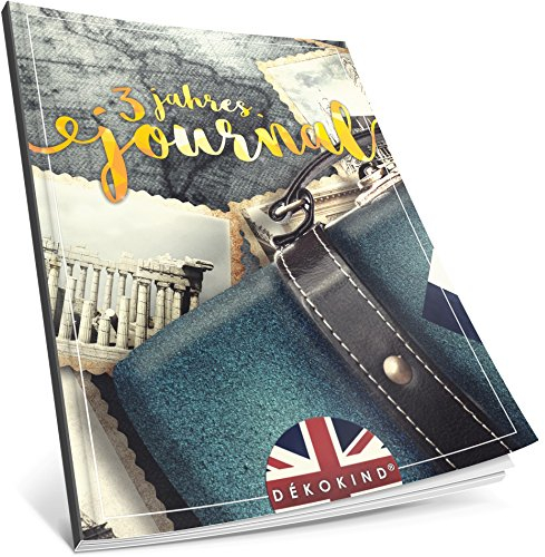 Dékokind® 3 Jahres Journal: Ca. A4-Format, 190+ Seiten, Vintage Softcover • Dicker Jahreskalender, Tagebuch für Erwachsene, Kalenderbuch • ArtNr. 04 Fernweh • Ideal als Geschenk