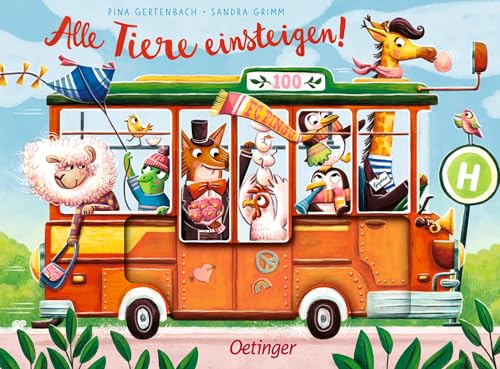 Alle Tiere einsteigen!: Pappbilderbuch mit extra vielen Seiten und Gucklöchern für Kinder ab 2 Jahren