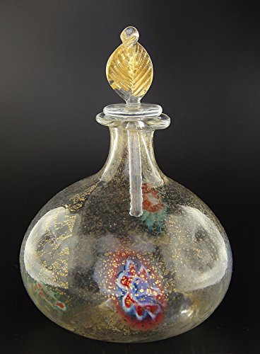 Botella de la colección de cristal de Murano Murrina con hoja de oro, fabricada en Italia