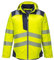 Portwest T400 Men's PW3 Lightweight Hi Vis Hooded Work Jacket Reflective Full Zip Safety Utility Quilt Lined Waterproof Workwear Yellow/Navy, XX-Large