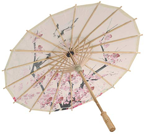 Momola Femme Ombrelle Chinoise Fait à La Main en Tissu Parapluie Parasol Floral Decoratif Accessoires pour Danse Mariage Anniversaire - S51226