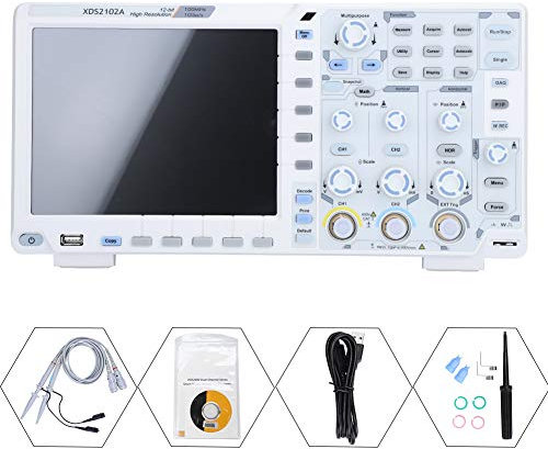 Huakii Oscilloscopio Digitale, oscilloscopio ADC ad Alta risoluzione XDS2102A 100MHz