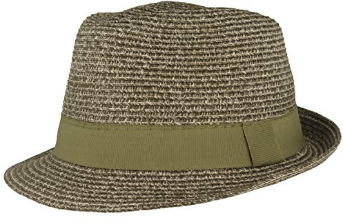 Chapeau de Paille Trilby | Chapeau d'été | Chapeau de Soleil - Pliable avec Ruban Ripstop uni - Ultra léger, Flexible, Doux pour la Peau & Confortable - Vert - Large