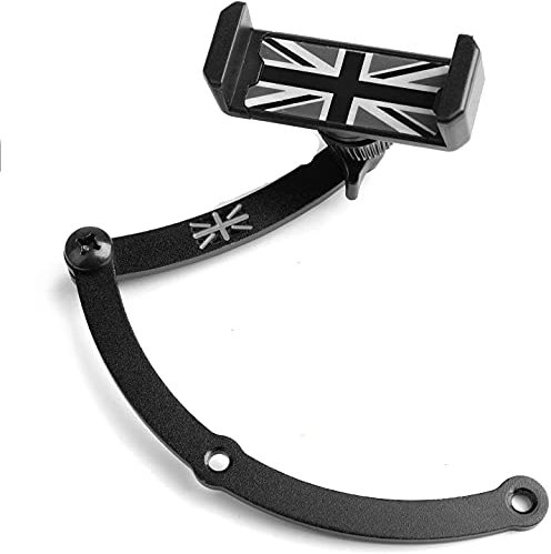 Support de téléphone Portable en métal Solide Aspect Union Jack Support Pliable pour téléphone Portable Compatible avec Mini Cooper R55 R56 F54 F55 Accessoires Noir et Gris