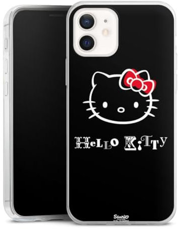 Slim Case extra dünn kompatibel mit Apple iPhone 12 Silikon Handyhülle transparent Hülle Kawaii Fanartikel Hello Kitty