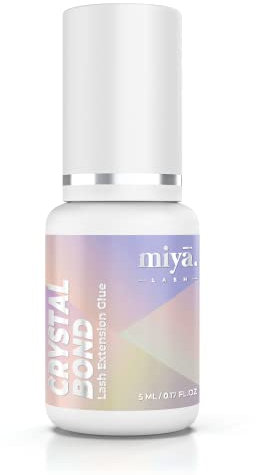 MIYA LASH Crystal Bond Eyelash Extension Glue | Professional Use | 8 Wks Retention | 1-2 Sec Dry Time | Volume & Classic Individual Lash Adhesive | Extra Strong Clear Lash Extension Glue 5ml Salon Use