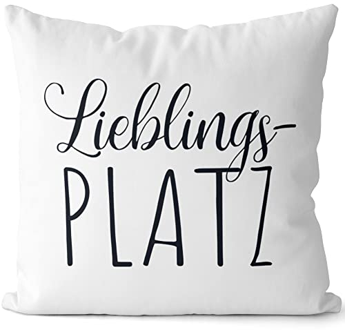 JUNIWORDS Kissen, Lieblingsplatz, 40 x 40 cm, 2-farbig, Weiß-Schwarz
