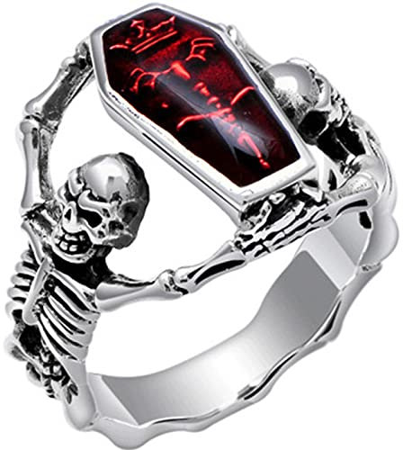 KMKM Silberring Bohemian Breit Mehrreihig Vintage Mit stein Bandring Rot Kristall Ring Silber 925 Verstellbar Damenringe Damen Schmuck