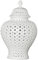 Sharplace Hohle Keramikvase mit Deckel, Moderne Blumenvase, Porzellan Ingwergras Aufbewahrungsorganisator Pflanzenhalter Heimdekoration für frische Blumen Trockenblumen Esstisch, 27,5 cm-Weiß