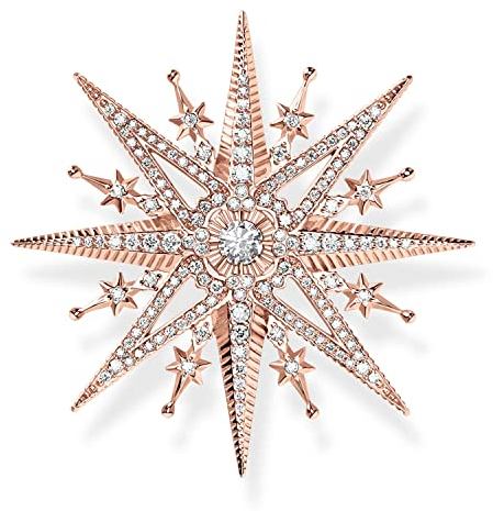 Thomas Sabo Damen Brosche Stern, mit weißen Zirkoniasteinen, 925er Sterlingsilber mit Roségoldveredelung, Maße: 46 x 46 mm, X0281-578-14