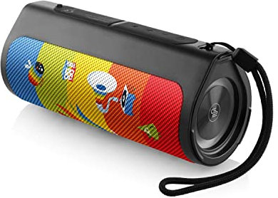 GOGEN Kinder Lautsprecher I Akku I Bis zu 7 Stunden Akku I SD Karten kompatibel I AUX I 2x5W Ausgangsleistung I Bluetooth Box für Kinder I Bunt