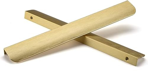 SYZOW 6 Stück 200mm Gold Möbelgriffe Schrankgriffe Aluminium,Modernes Küchengriffe Geschwungener Türgriff Verdeckter Schubladengriff Griffe für Kleiderschrank