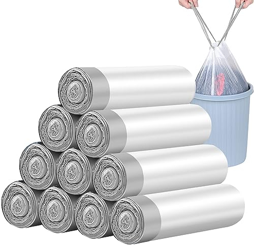 Sadocom Starke Müllbeutel 15L,10 Rollen,150 Stück 40x50cm mit Kordelzug,Unparfümierter Müllbeutel für Küche Büro (grau)