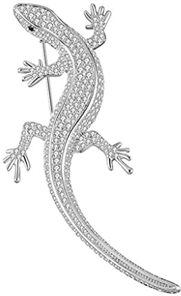 CAZARU Kristall-Strass-Eidechsen-Brosche, Salamander-Anstecker, Gecko, niedlicher Vintage-Schmuck, Goldfarbene Broschen