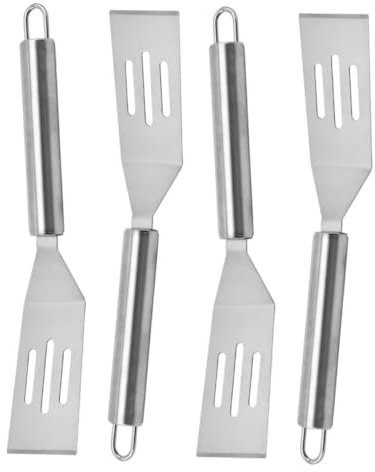 RORPOIR 4 Stück Pfannenwender aus Edelstahl schaufel küche küchenschaufel Cooking spatula Pfannkuchen Steak-Pfannenwender Eierbratpfanne Spiegeleier Spatel Teppanyaki Rostfreier Stahl