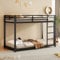 Zravenna Hochbett 90x200cm, Stockbett für 2 Kinder, Bettgestell Metallbett, Etagenbetten mit Hohe Geländer Stabile (Schwarz, 90x200cm)
