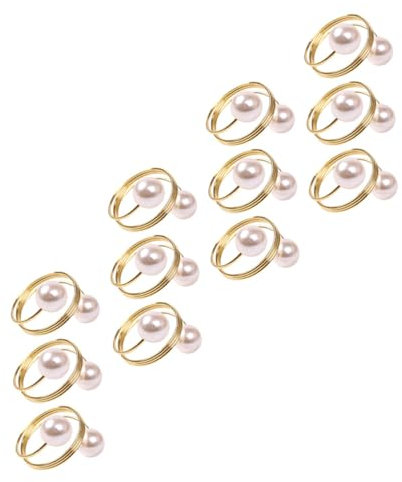 FUNOMOCYA 12St Perle Serviettenringe Hochzeit serviettenringe goldene Serviette Tischdeko mit Perlen Wiederverwendbare Serviettenhalter kreative Serviettenringe Perlmutt-Serviettenschnallen